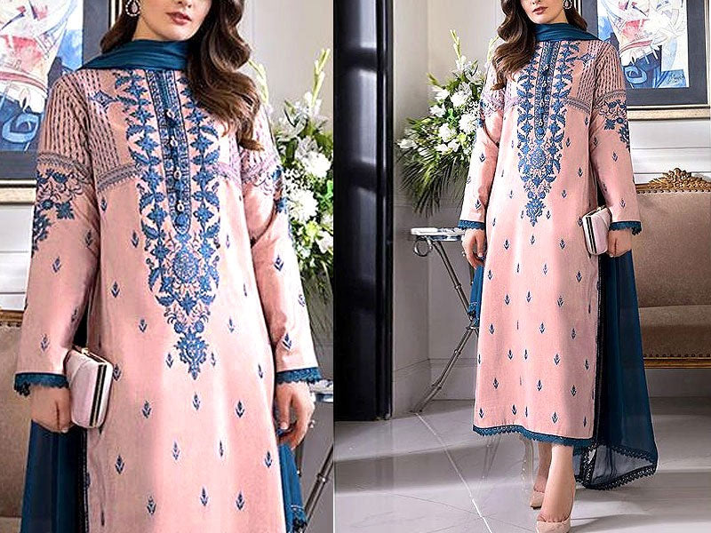 Embroidered Lawn Dress 2024 with Bamber Chiffon Dupatta (DZ15793