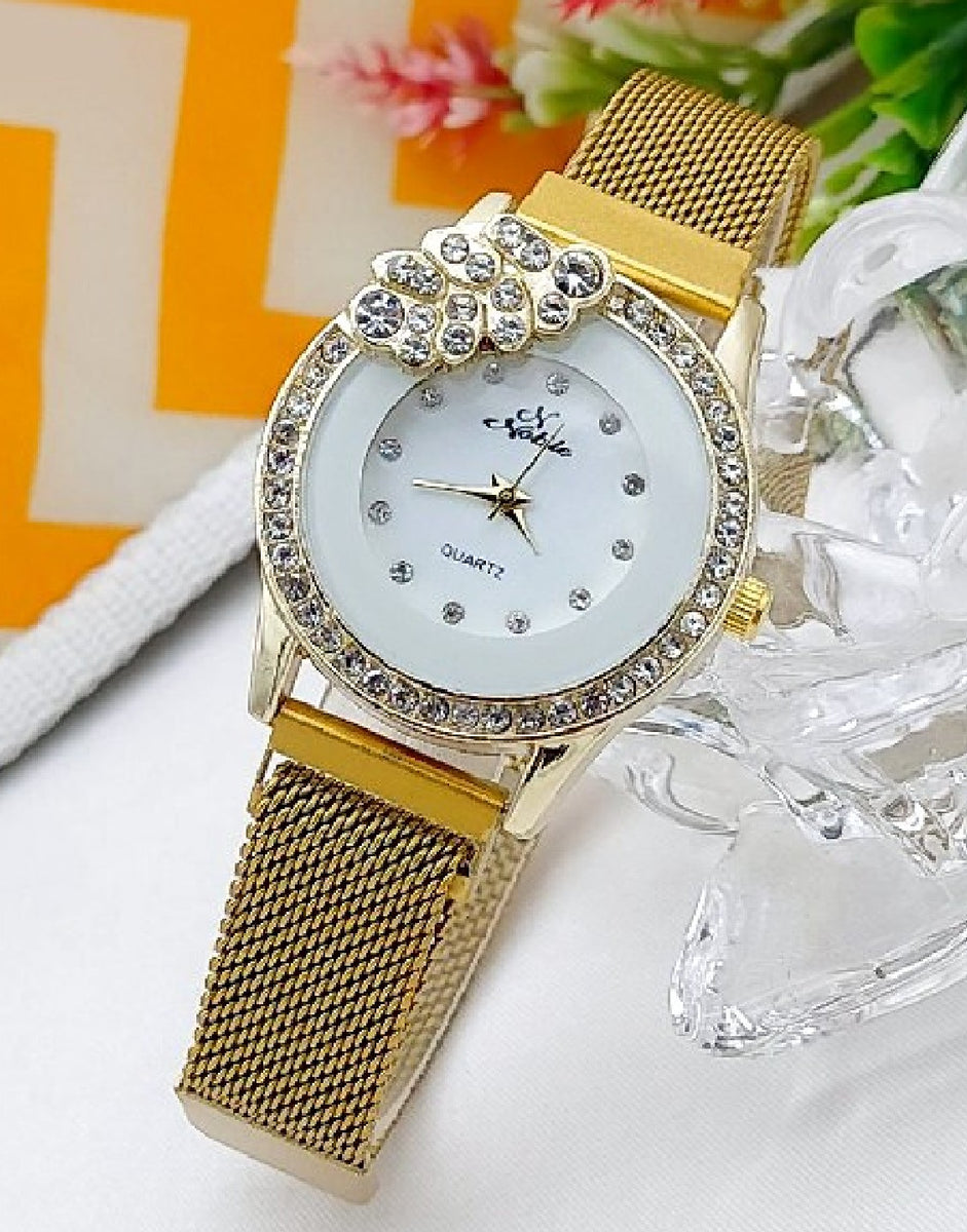 Golden chain watch for girl best sale