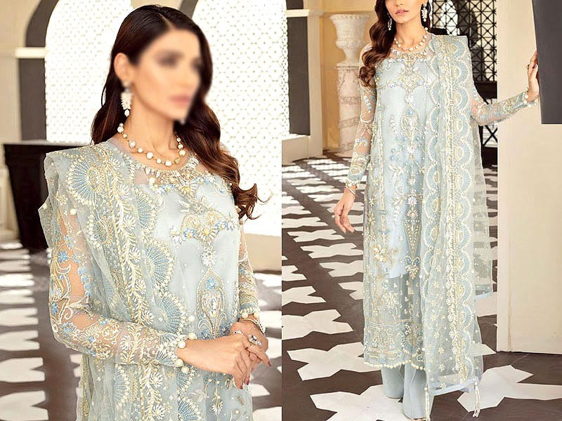 Luxury Handwork Embroidered Organza Party Wear Dress 2024 (DZ15461) –