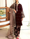 Heavy Embroidered Velvet Party Wear Dress with Emb. Organza Dupatta (DZ17611)