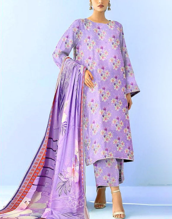 Digital All-Over Print Karandi Dress with Karandi Dupatta (DZ17612)