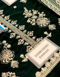 Luxury Heavy Embroidered Velvet Wedding Dress with Emb. Organza Dupatta (DZ17679)