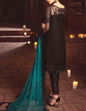 Elegant Sequins Embroidered Black Chiffon Dress (DZ12591)