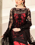 Formal Heavy Embroidered Black Net Party Wear Dress with Inner (DZ12702)