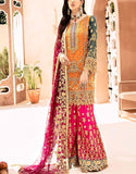 Heavy Embroidered Chiffon Bridal Dress with Embroidered Silk Trouser (DZ13321)