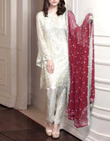 Heavy Embroidered Chiffon Wedding Dress (DZ13492)