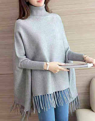 Grey Poncho Style Fleece Top for Girls (DZ13538)