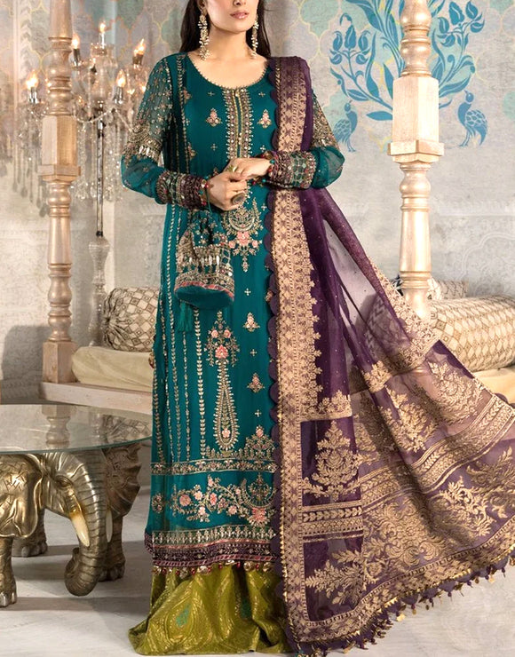 Heavy Embroidered Chiffon Party Wear Dress 2024 DZ14224 DressyZone