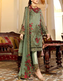 3D & Handwork Embroidered Chiffon Party Wear Dress 2024 (DZ14367)