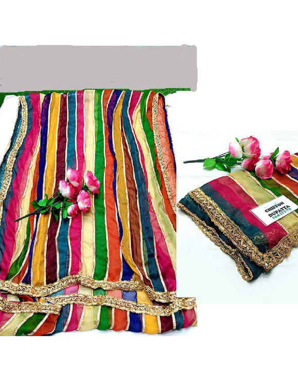 Ready to Wear Multicolor Chiffon Dupatta for Mayun & Mehndi Function (DZ14637)