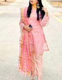 Banarsi Style Cotton Jacquard Dress with Cotton Jacquard Dupatta (DZ14641)