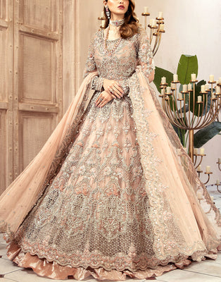 Luxurious 3D Handwork Embroidered Net Bridal Maxi Dress DZ14769 DressyZone