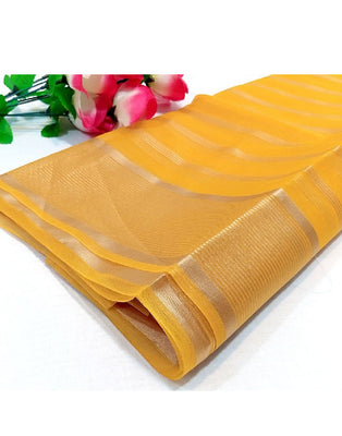 Lining Printed Organza Dupatta - Yellow (DZ14993)