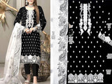 Embroidered Black Lawn Dress 2024 with Embroidered Organza Dupatta (DZ15009)