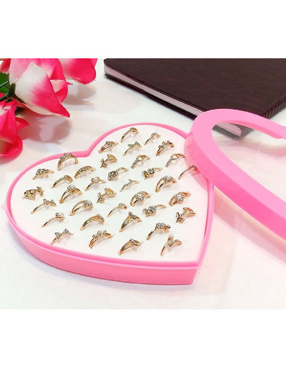36 Pcs Mid Finger Rings with Heart Shape Gift Packing (DZ15060)
