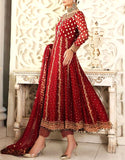 Mirror & Handwork Embroidered Chiffon Bridal Dress (DZ15143)