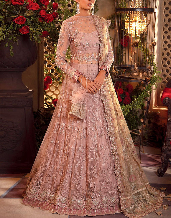 Handwork Heavy Embroidered Net Bridal Maxi Dress (DZ15197)