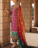 Heavy Embroidered Chiffon Party Wear Dress with Embroidered Silk Trouser (DZ15207)