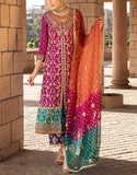 Heavy Embroidered Chiffon Party Wear Dress with Embroidered Silk Trouser (DZ15207)