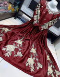 Readymade Embroidered Maroon Shamoz Silk Maxi (DZ15322)