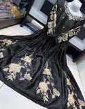 Readymade Embroidered Black Shamoz Silk Maxi (DZ15325)