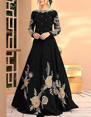 Readymade Embroidered Black Shamoz Silk Maxi DZ15325 DressyZone