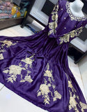 Readymade Embroidered Purple Shamoz Silk Maxi (DZ15334)