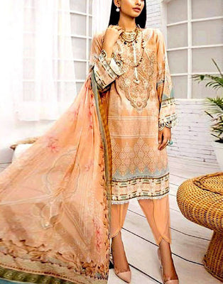 Embroidered Linen Dress 2024 with Wool Shawl Dupatta (DZ15396)