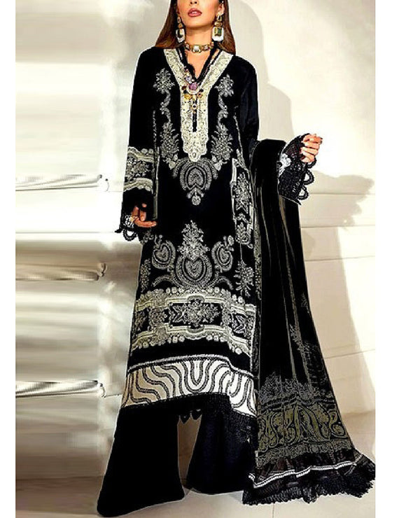 Embroidered Black Linen Suit 2024 with Linen Dupatta (DZ15468)