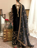 Luxury Embroidered Black Velvet Wedding Dress 2024 (DZ15589)