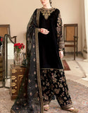 Luxury Embroidered Black Velvet Wedding Dress 2024 (DZ15589)