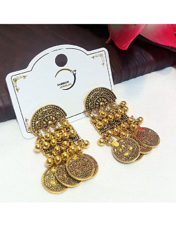 Antique Golden Coins Shape Fashion Earrings (DZ15622)