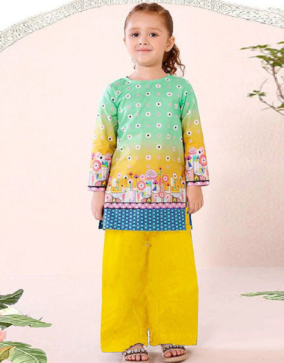 Digital Print 2-Piece Lawn Dress for Girls (DZ15743)