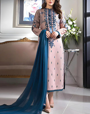 Embroidered Lawn Dress 2024 with Bamber Chiffon Dupatta (DZ15793)