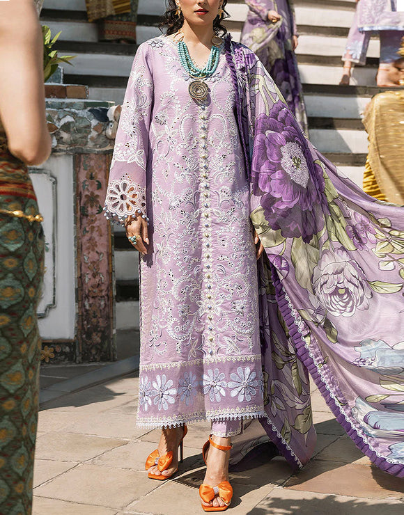 Heavy Embroidered EID Lawn Dress with Digital Print Silk Dupatta (DZ15883)