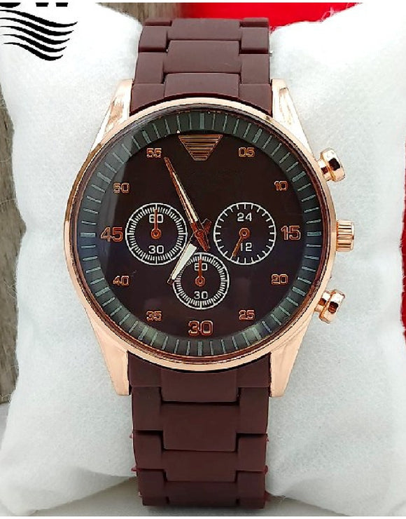 Stylish Rubber Chain Watch for Men - Brown (DZ16082)