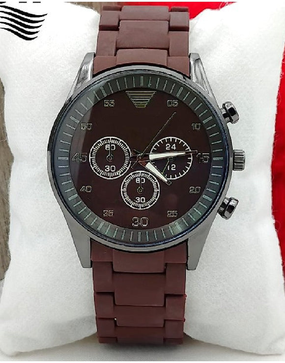 Stylish Rubber Chain Watch for Men - Brown (DZ16085)