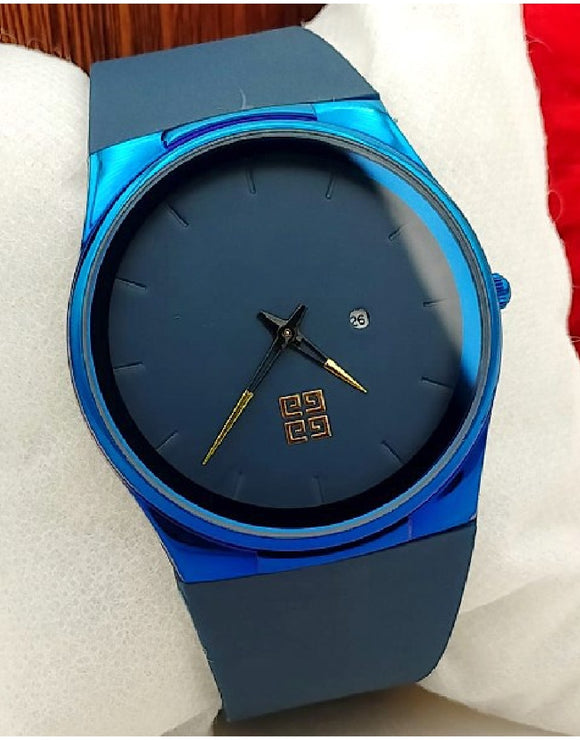 Trendy Men's Blue Rubber Strap Watch (DZ16142)