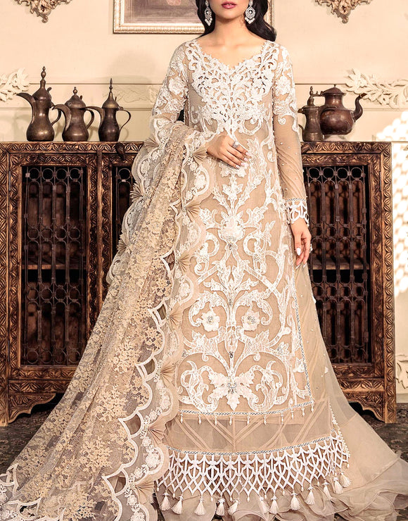 Luxury Handwork Heavy Embroidered Organza Wedding Dress 2024 (DZ16257)