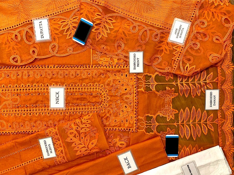 Luxury Schiffli Embroidered Lawn Dress with Cotton Net Dupatta (DZ1631 ...