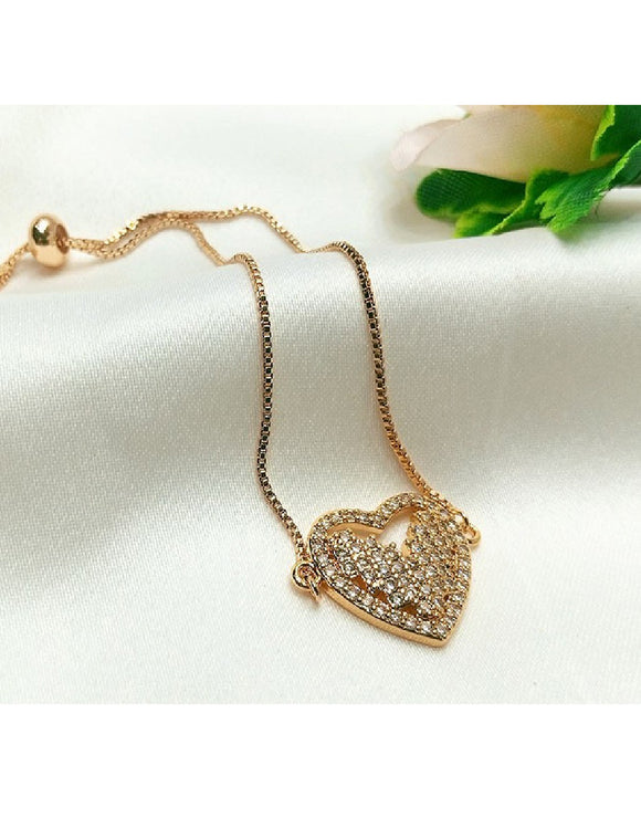 Gold Plated Heart Shape Bracelet for Girls (DZ16388)