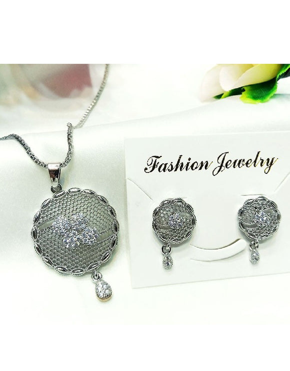 Stylish Silver Necklace Set for Girls & Women (DZ16397)