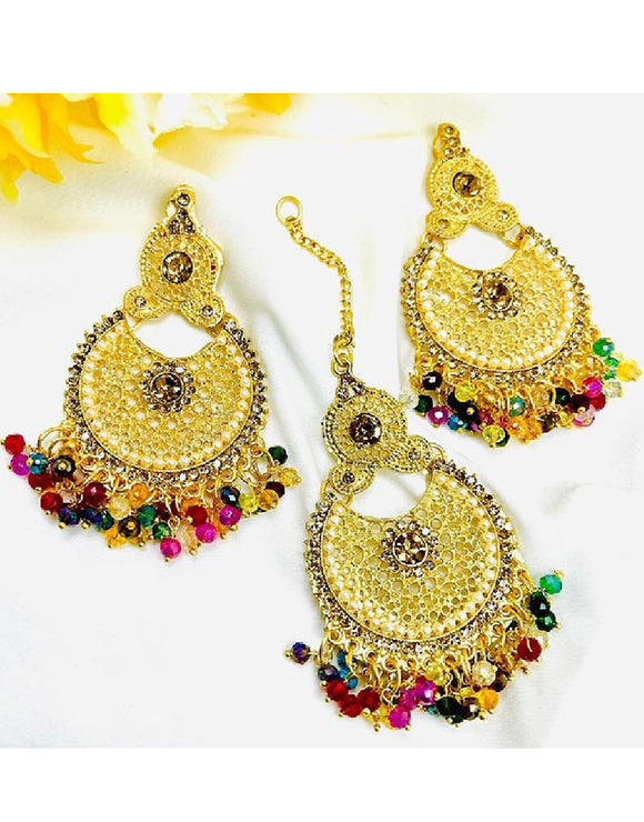 Set of Fancy Earrings & Maang Teeka (DZ16487)