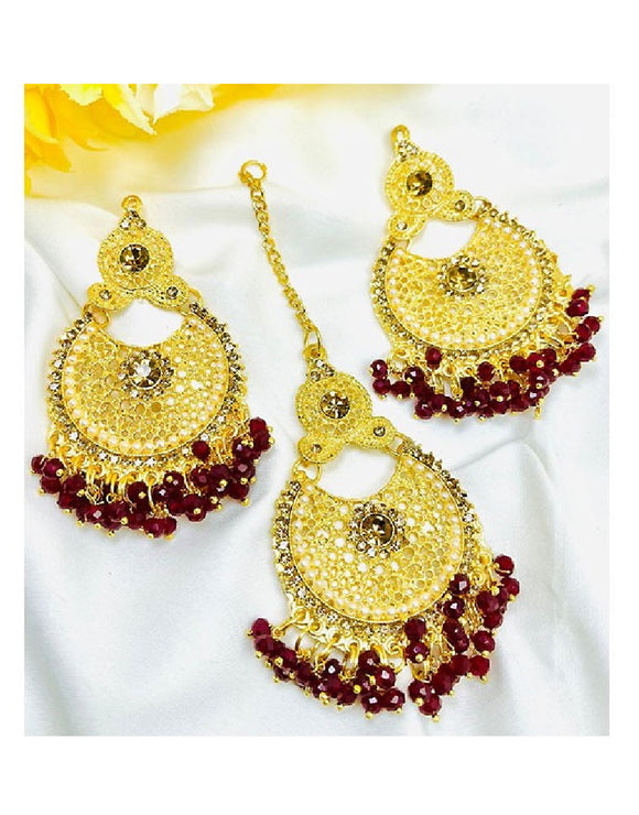 Set of Fancy Earrings & Maang Teeka (DZ16488)