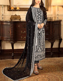 Heavy Embroidered Black Chiffon Wedding Dress 2024 (DZ16521)