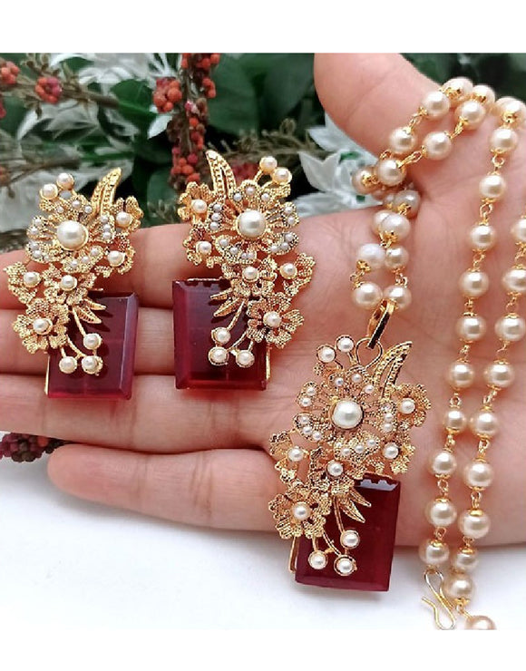 Turkish Gold Polish Jewelry Set with Earrings (DZ16591)