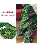 Unstitched Phulkari Embroidery Cotton Trouser Only - Green (DZ16672)