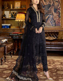 Heavy Embroidered Black Chiffon Wedding Dress 2024 (DZ16717)