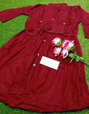 Readymade Linen Shirt for Girls - Maroon (DZ16803)