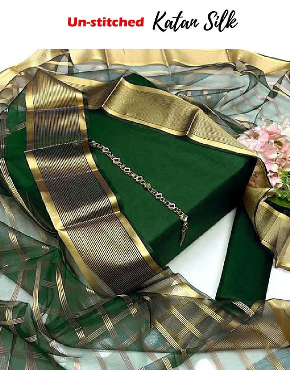 Banarsi Style Katan Silk Dress with Lining Organza Dupatta (DZ16823)